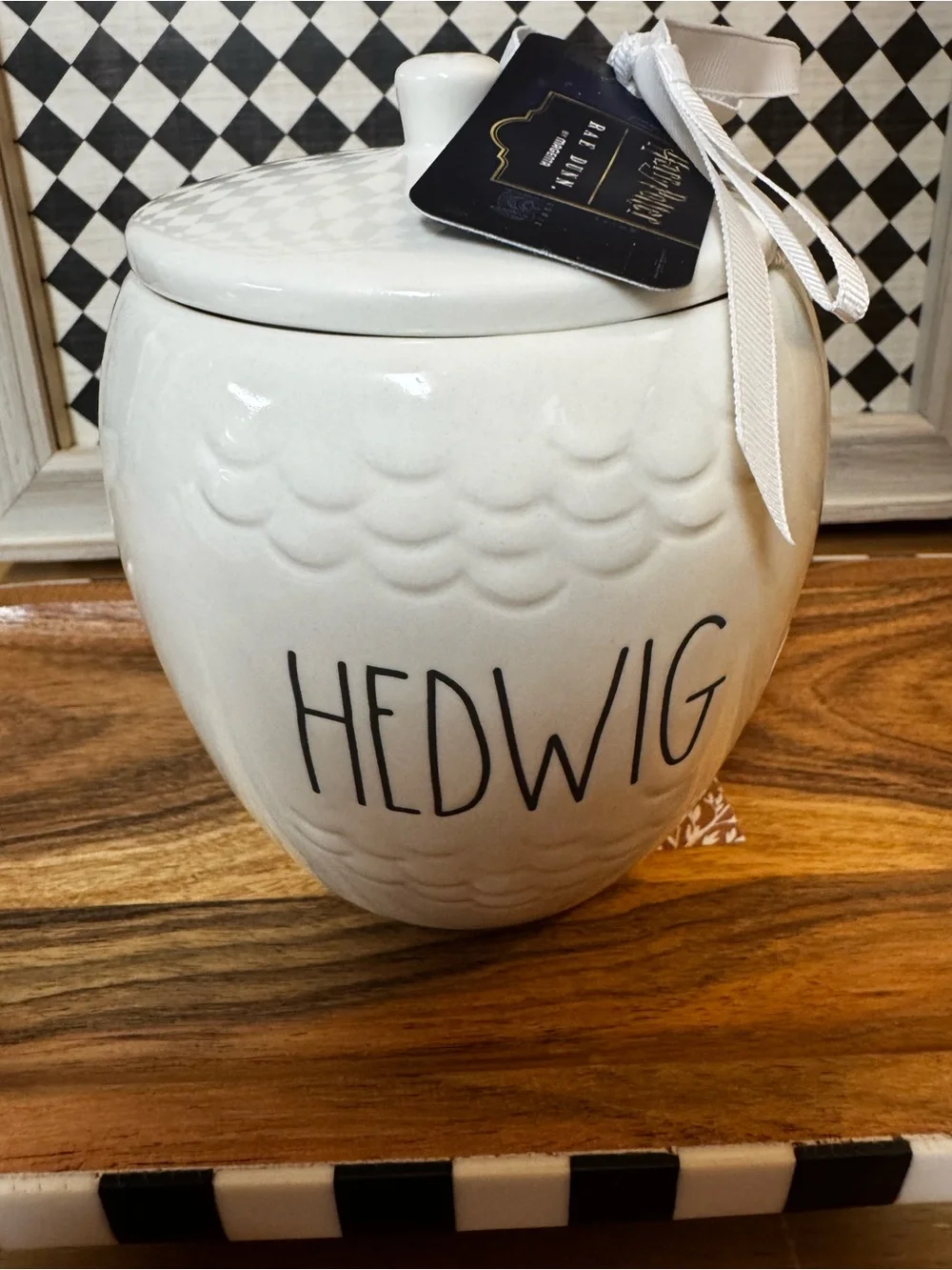 Rae Dunn White Owl Hedwig Canister with Lid NEW